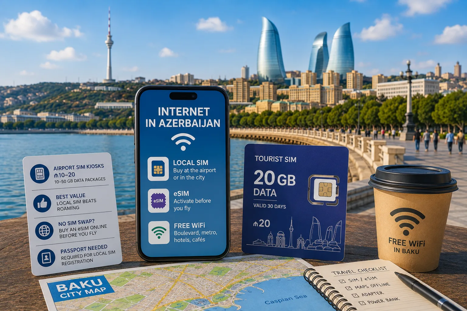 How to Get Internet in Azerbaijan: SIM Card, eSIM, Roaming & Wi-Fi Guide for Tourists