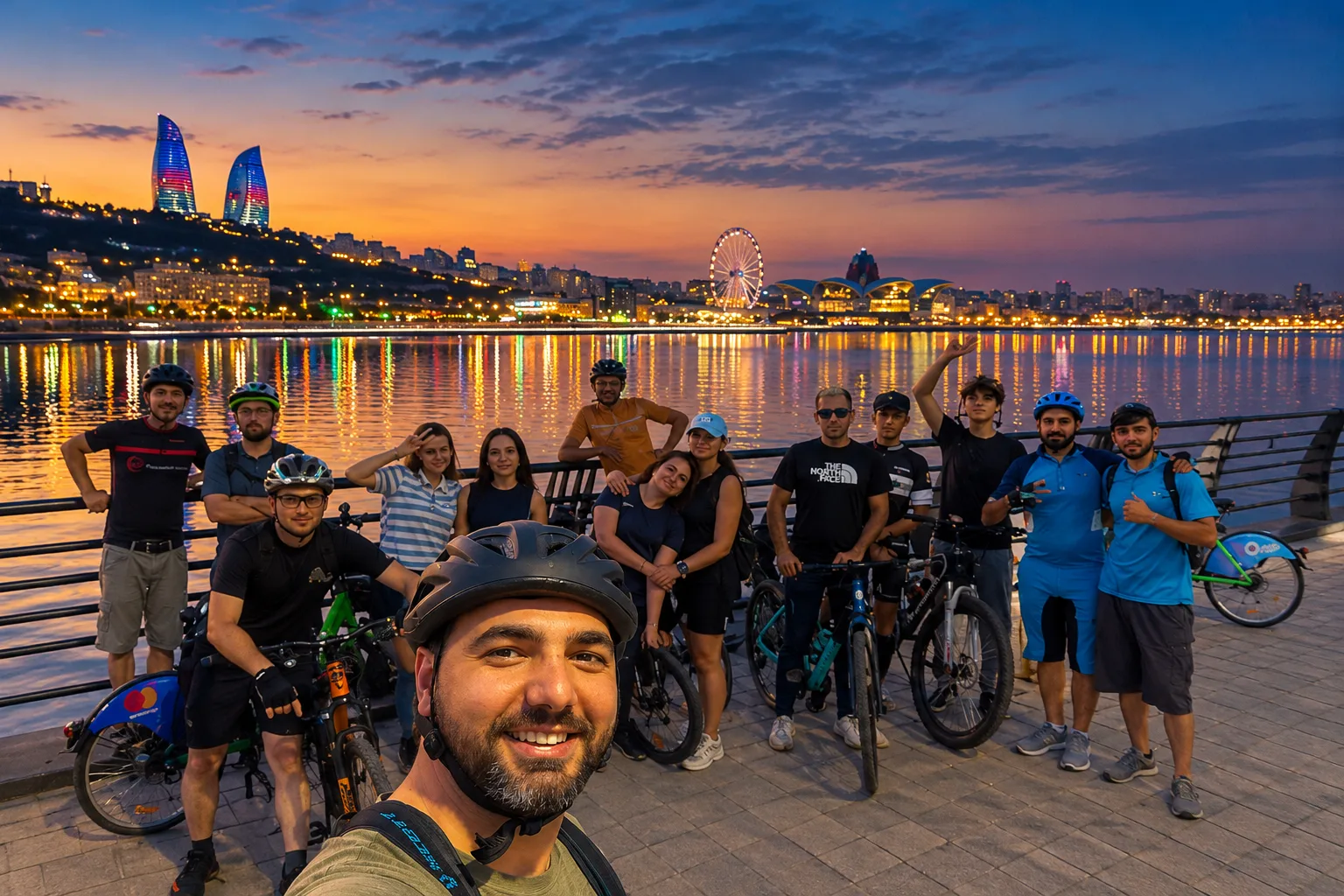 Baku Evening Bike Tour: Lit Skyline & Crystal Hall