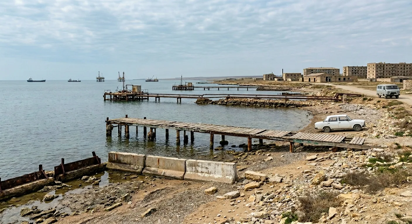 Pirallahi Island coastline on the Caspian Sea near Baku